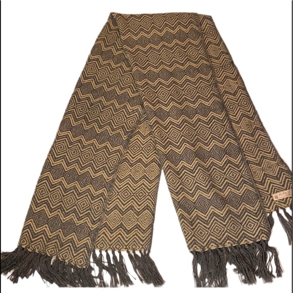 Alpaca jarka chevron design blue grey scarf with fringe - Picture 1 of 5